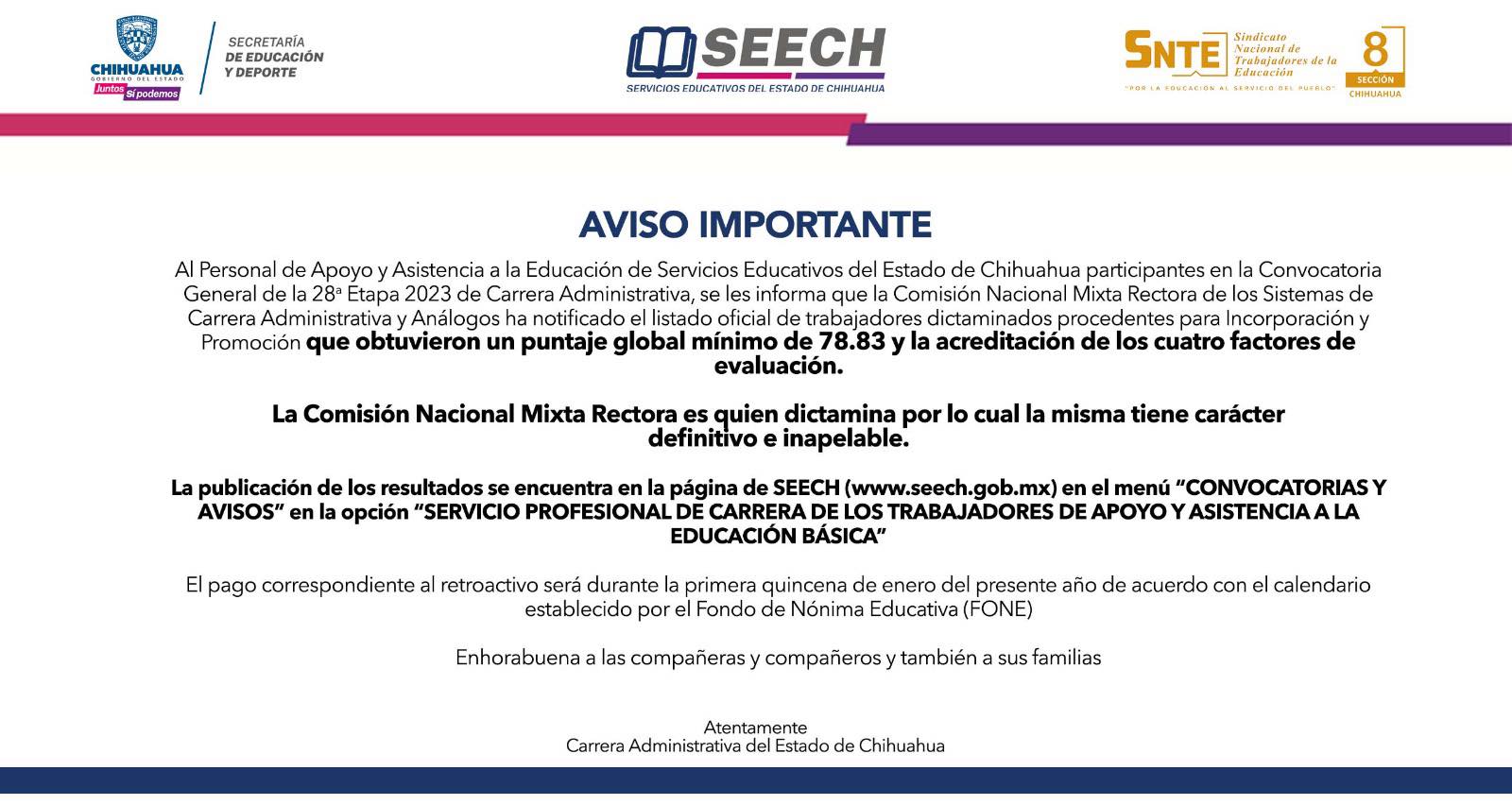 AVISO IMPORTANTE