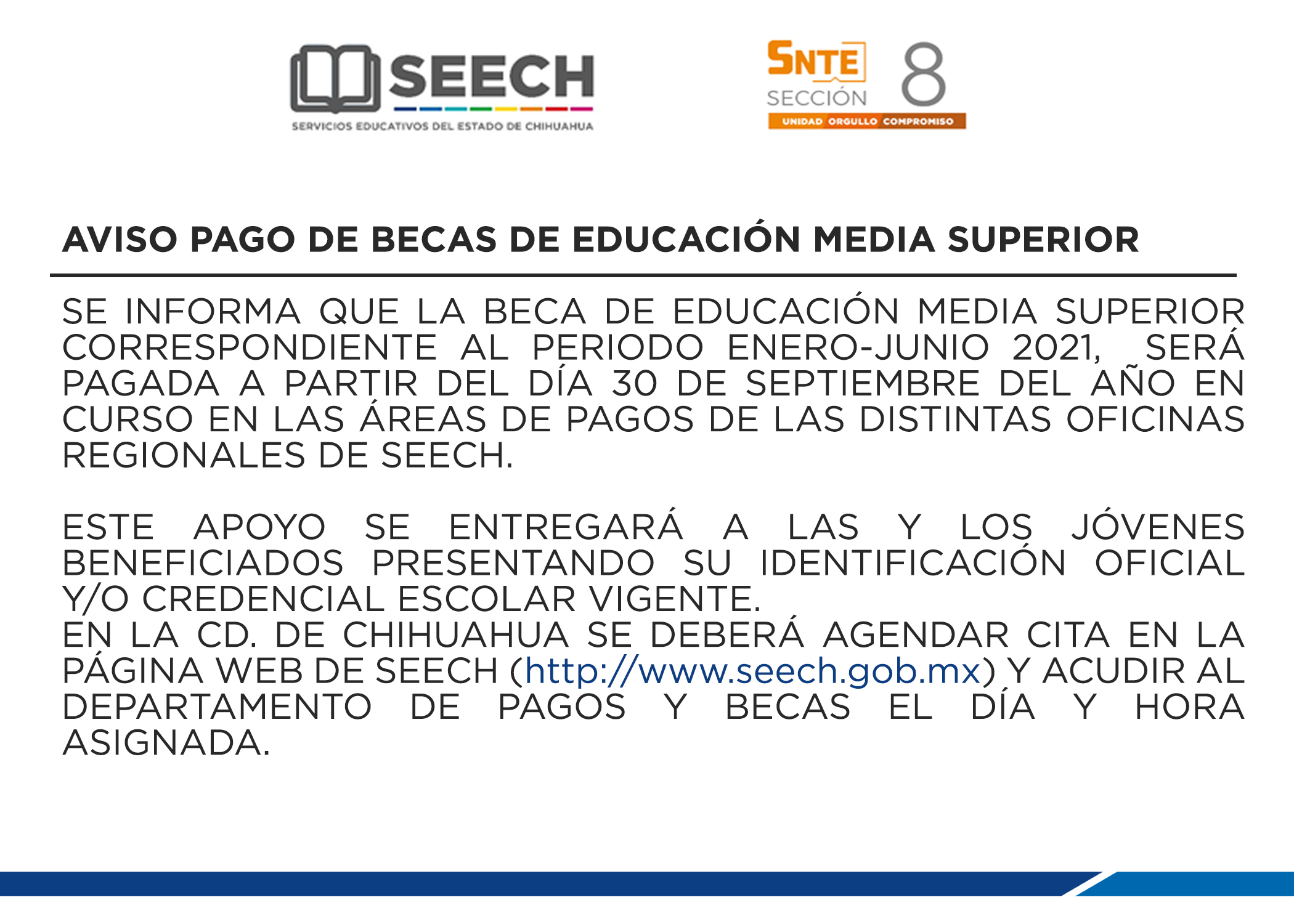 AVISO PAGO DE BECAS DE EDUCACIÓN MEDIA SUPERIOR