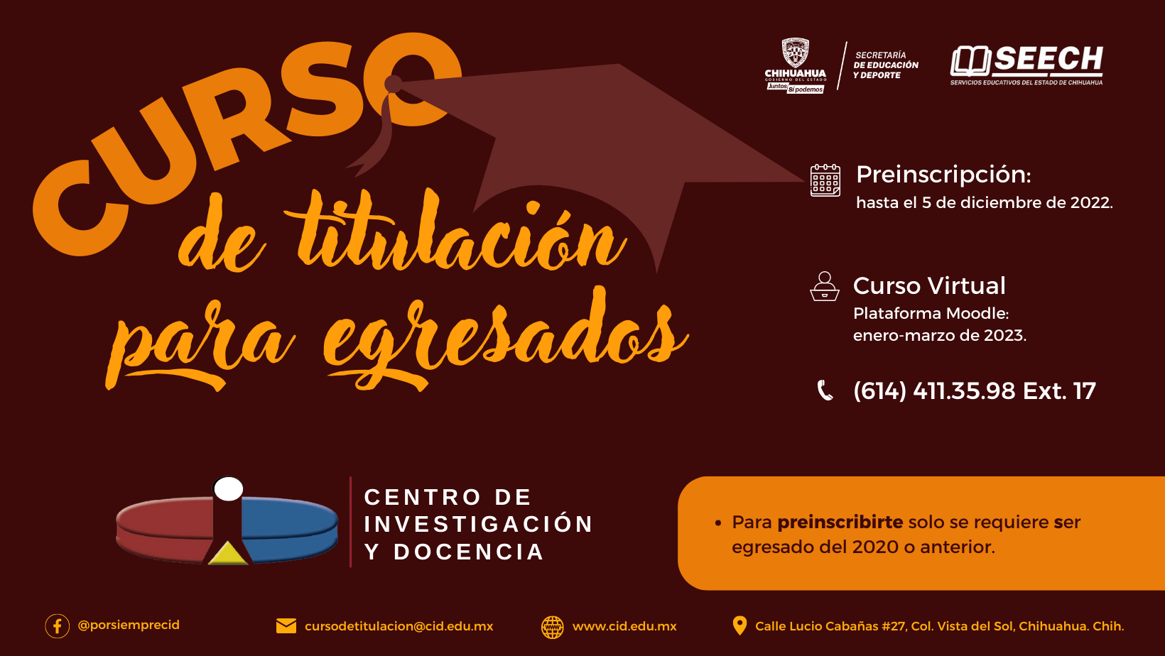 CURSO DE TITULACIÓN QUE OFERTARÁ EL CID