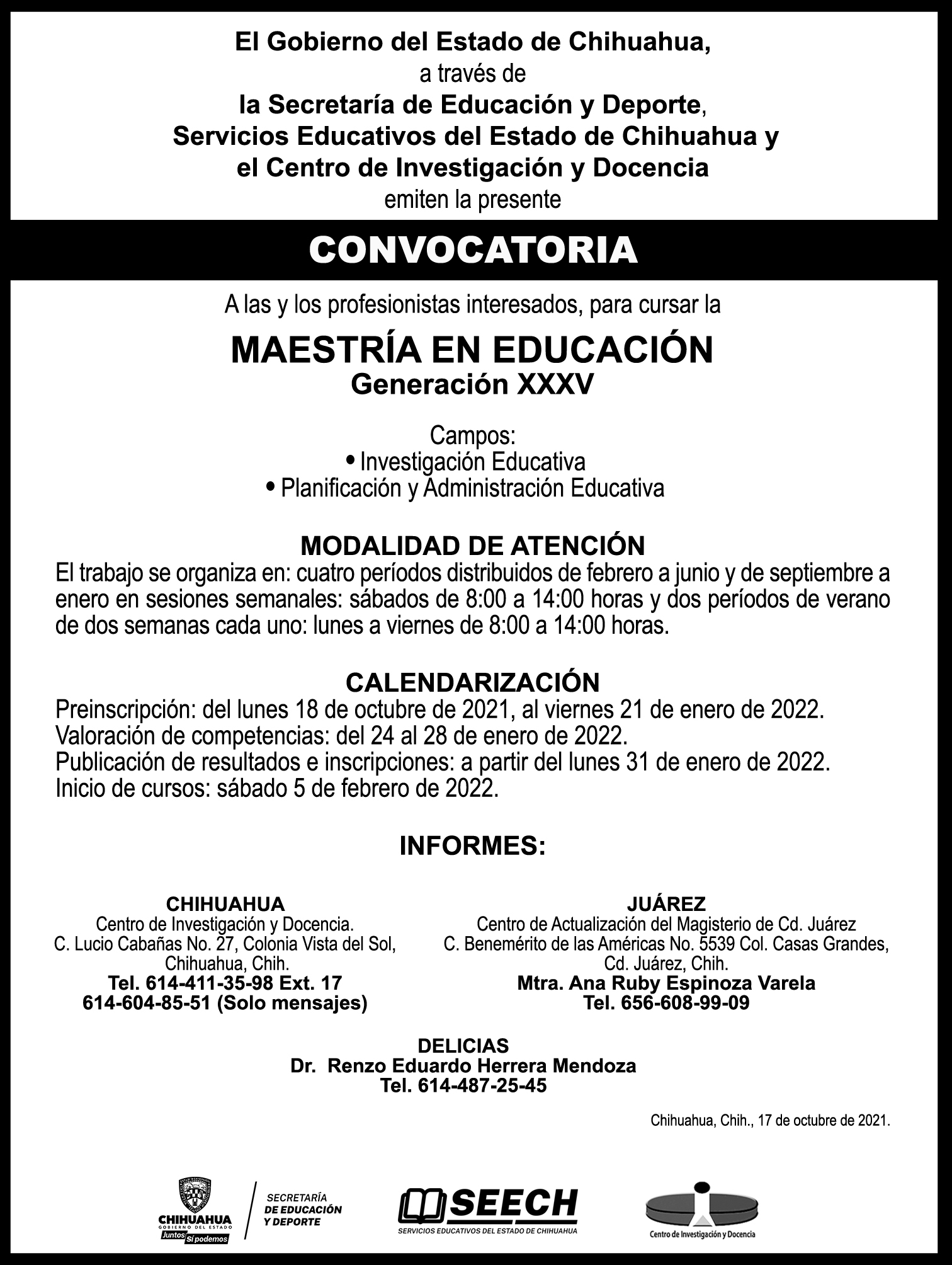 CONVOCATORIA CID OCTUBRE 2021