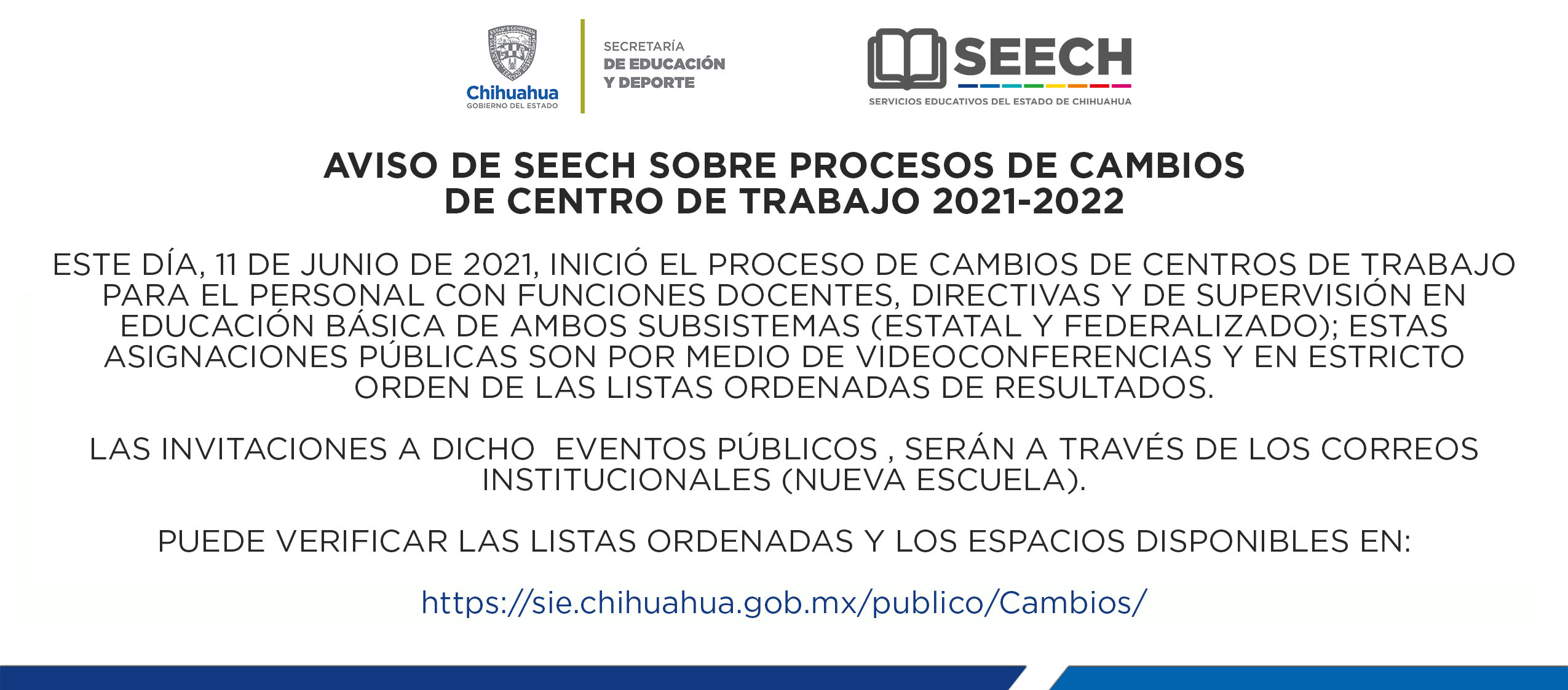 PROCESOS DE CAMBIOS DE CENTRO DE TRABAJO 2021-2022